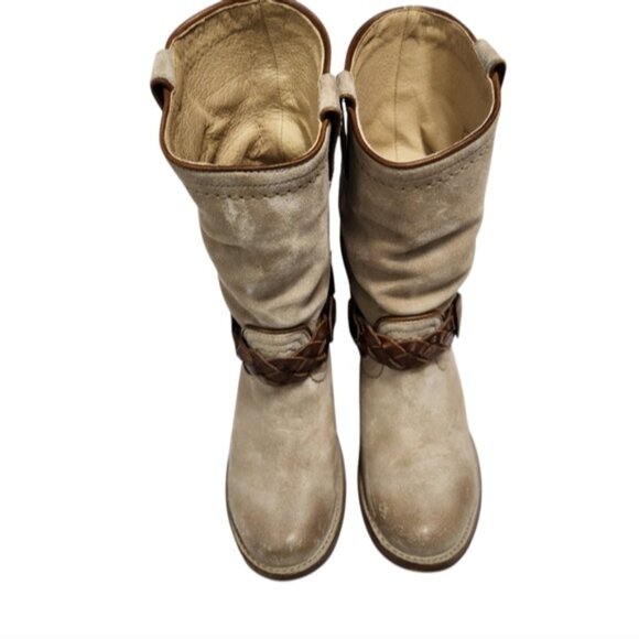 Frye Women's Carmen Braided Harness Boots - Beige - Picture 2 of 9